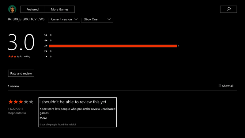 Illustration for article titled Pre-Order Loophole Allows Bogus User Ratings And Reviews To Proliferate On Xbox One And PS4 Stores